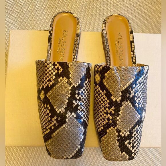 Bells & Becks snake skin leather slide on loafers made in Italy size 36 or 5.5 - Picture 3 of 9